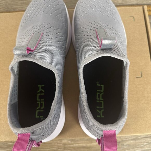 WOMENS KURU ATOM SLIP-ON STONE GRAY KNIT BERRY PINK SLIPON SNEAKERS SHOES 10.5 - Picture 5 of 10